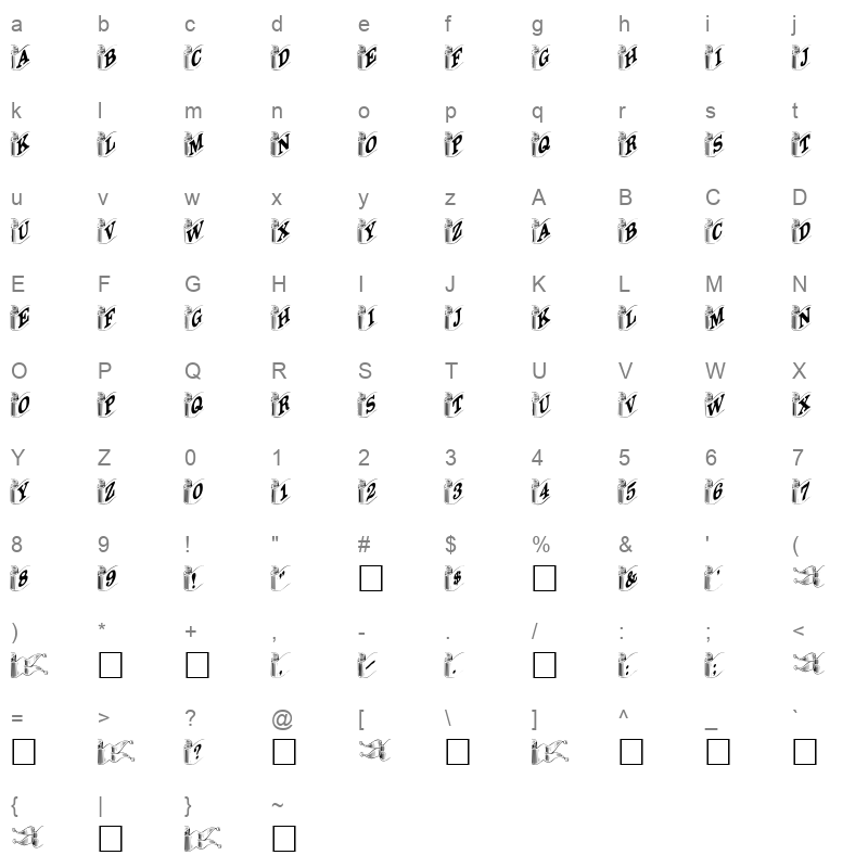 DAR__ Character Map