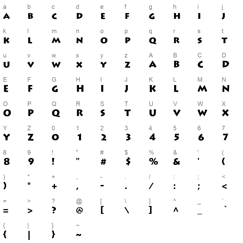 LithosPro-Black Character Map