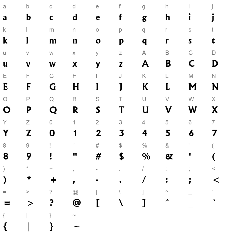 albr65w_1 Character Map