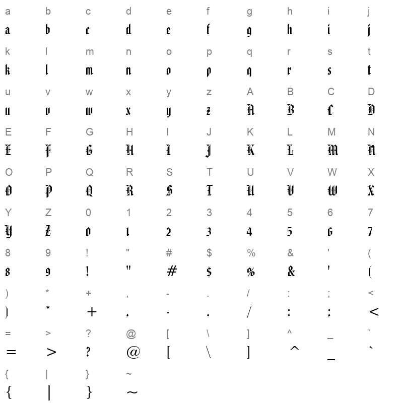 amrtextn_1 Character Map
