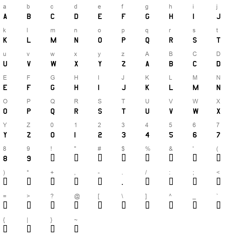 AMUSAF Character Map
