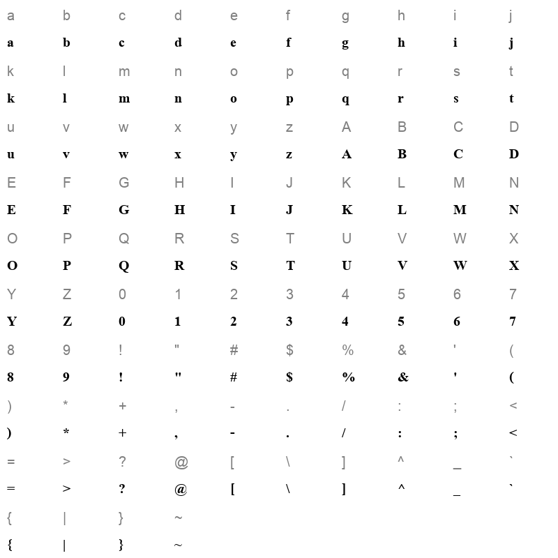 angsaub_1 Character Map