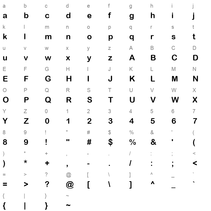 ARLRDBD_1 Character Map