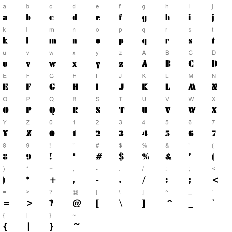 ARMYBP Character Map