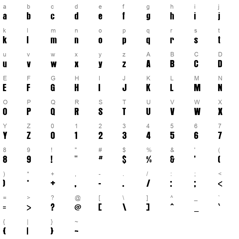 ARROY Character Map