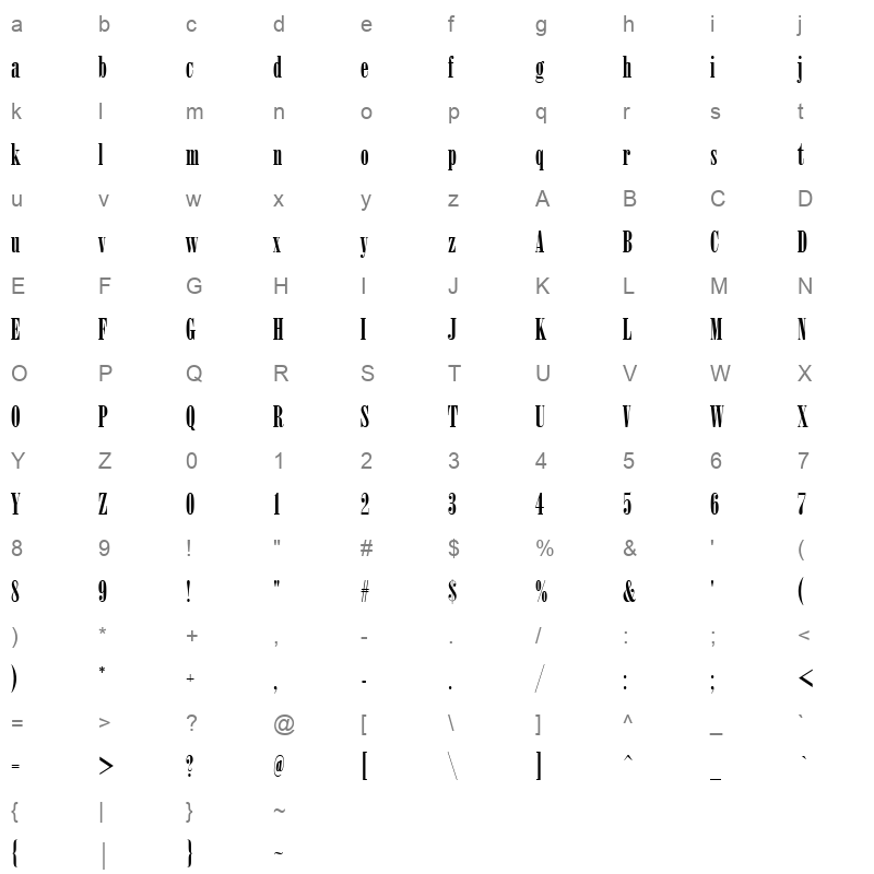 arsisn Character Map