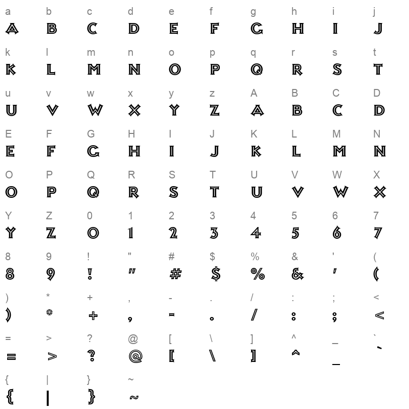 ASHLYINL Character Map