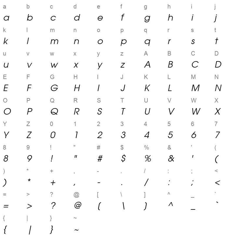 avgr46w Character Map