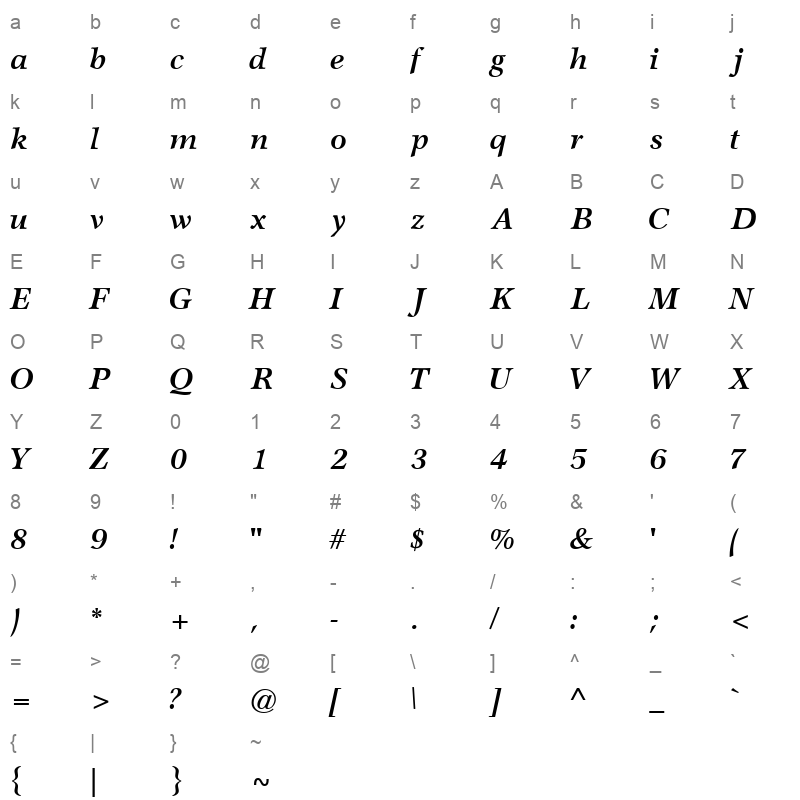 AXIOSBI Character Map