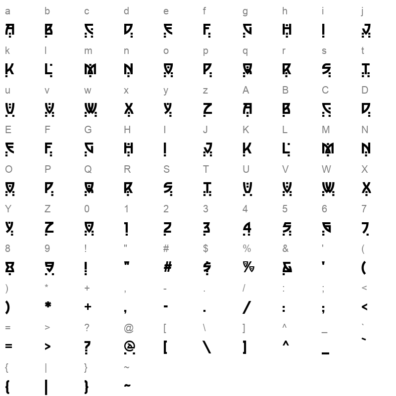 BalaCynwyd_0 Character Map