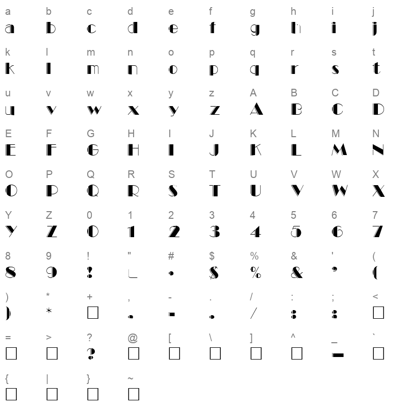 BALTIMO Character Map