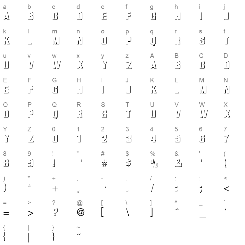 BAS_RELI Character Map