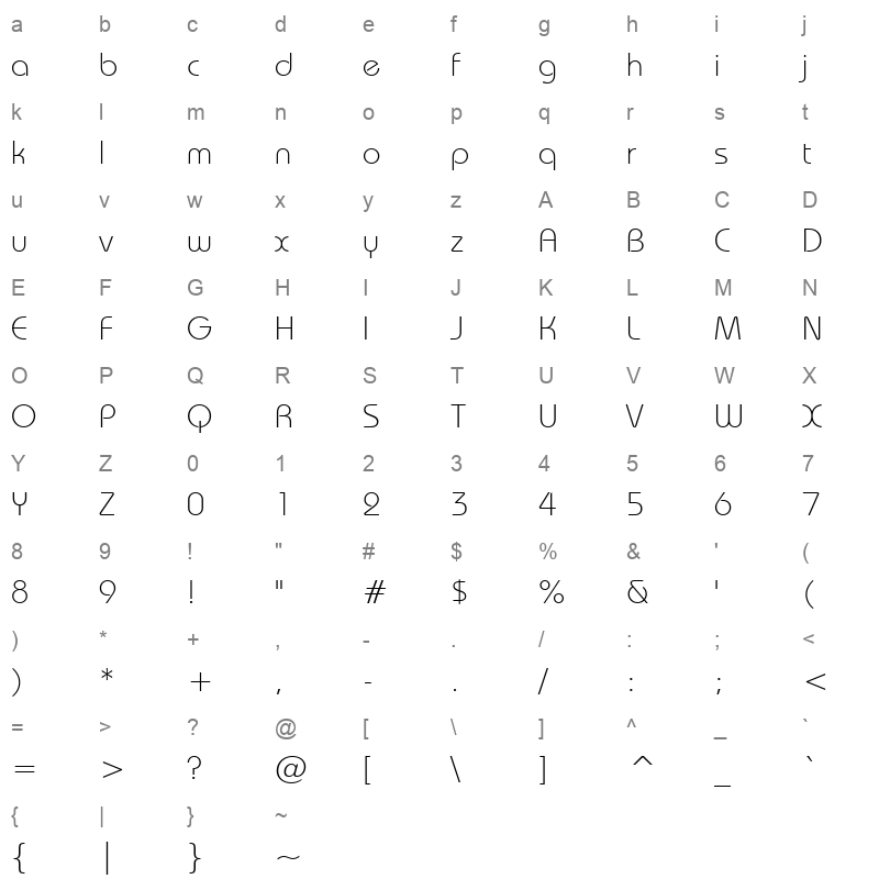 bauhausl_1 Character Map