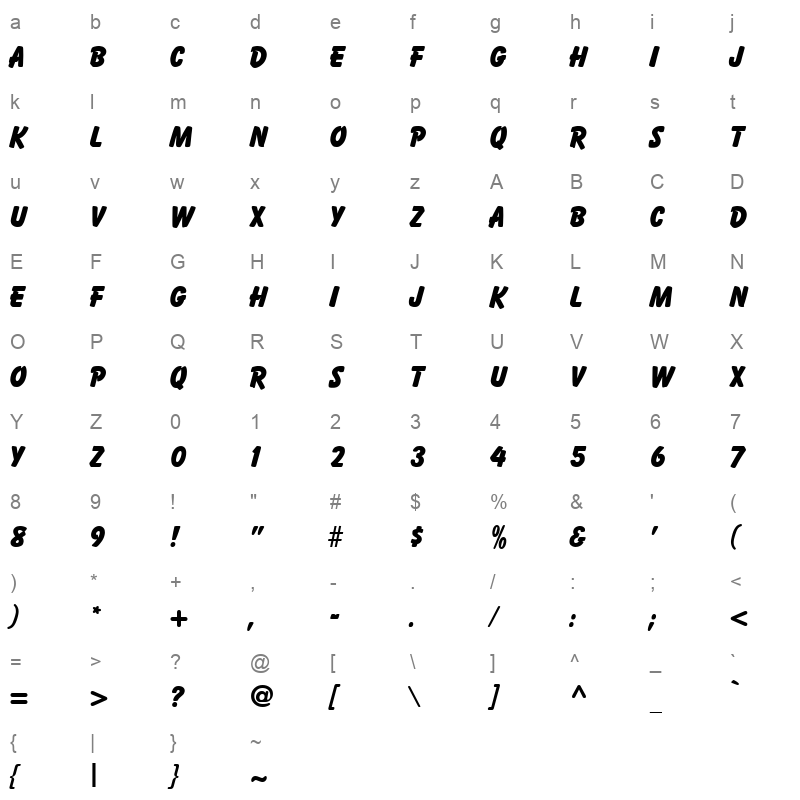 bazooka Character Map