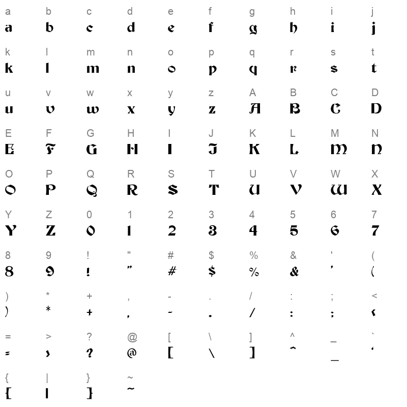 BECKER Character Map