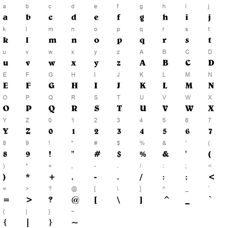 belweb Character Map