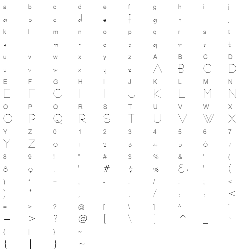 BernFash Character Map