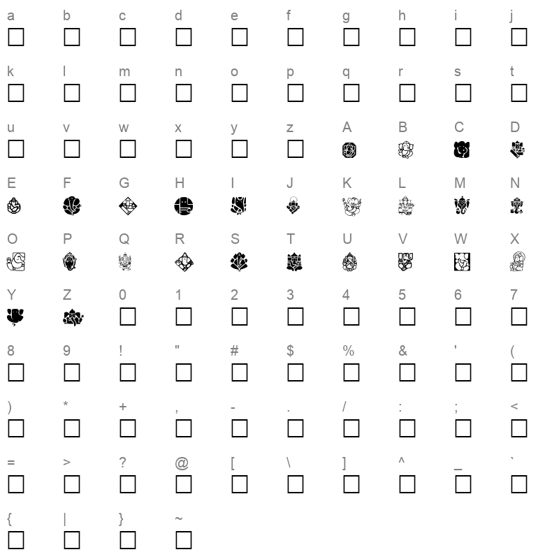 BF006SYM Character Map