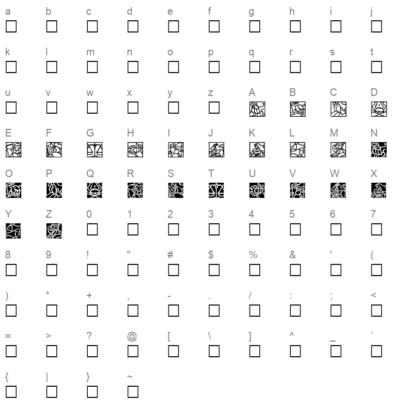 BF008SYM Character Map