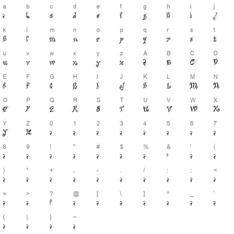 BITCHIN Character Map