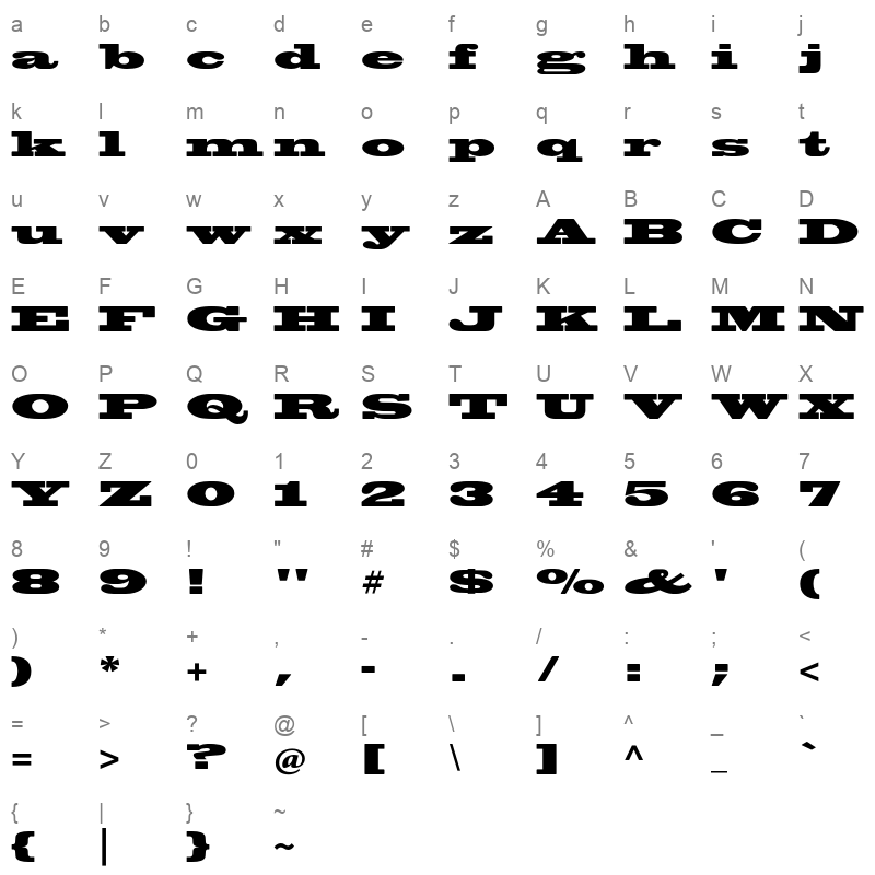 BlackoakStd Character Map