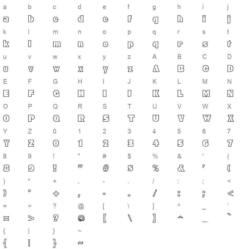 bleucher Character Map