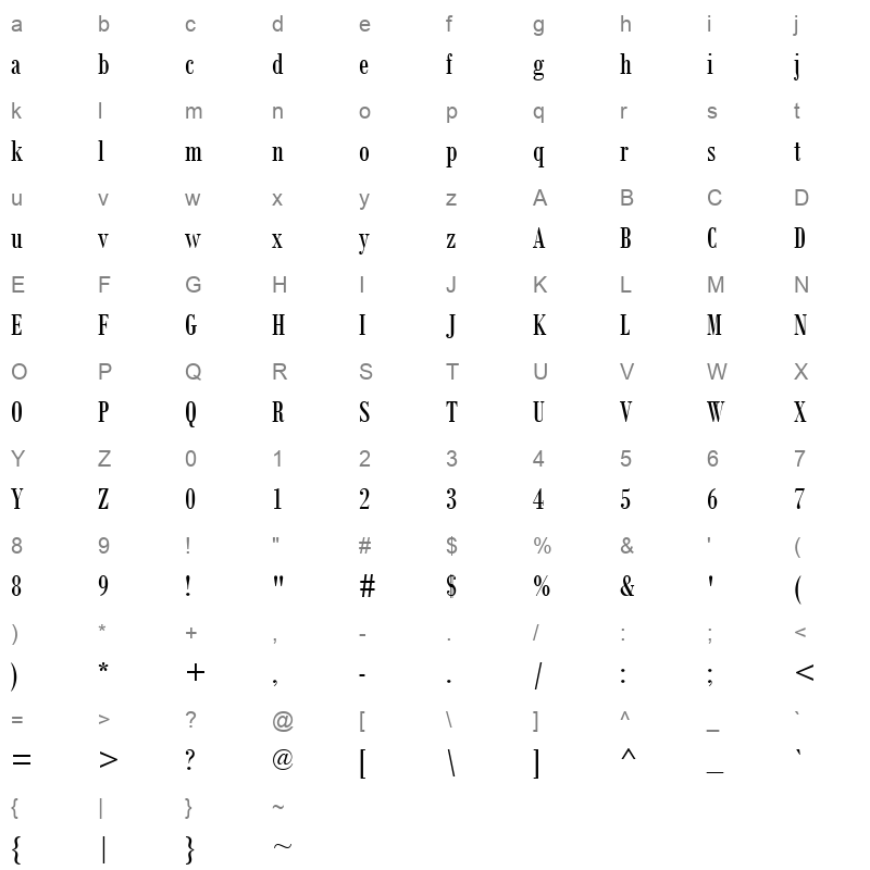 BOD_CR_1 Character Map