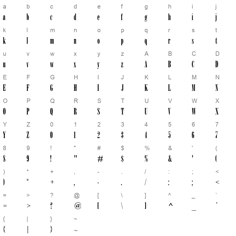 BOD_PSTC_1 Character Map