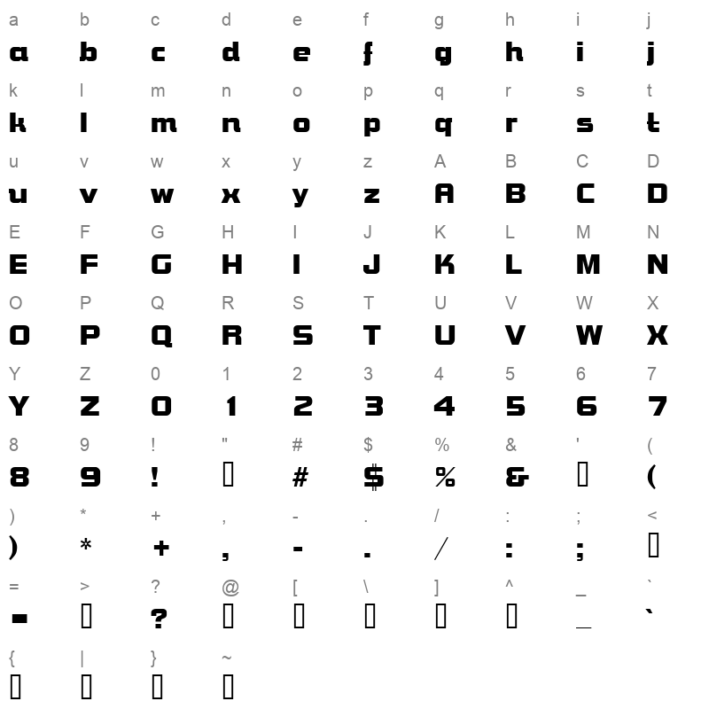 bolt Character Map