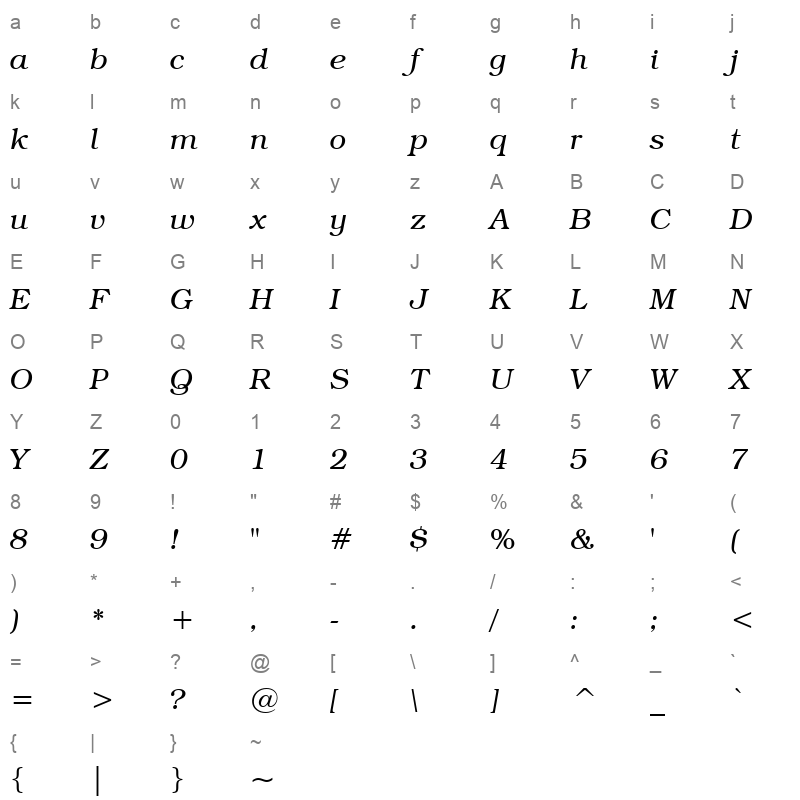 bookmnli Character Map