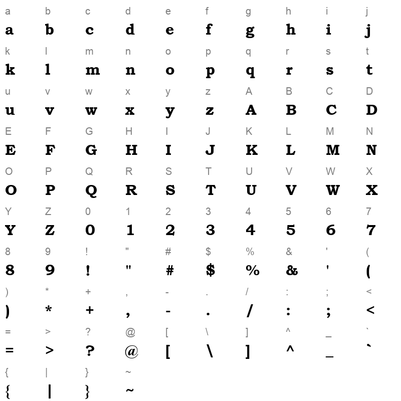 BOOKOSB_1 Character Map