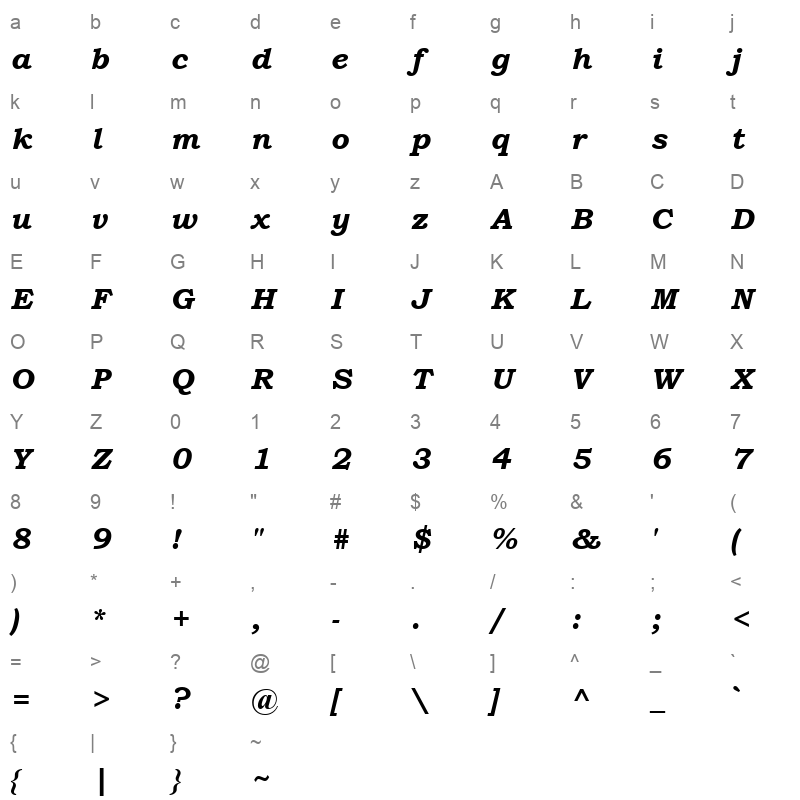 BOOKOSBI_1 Character Map