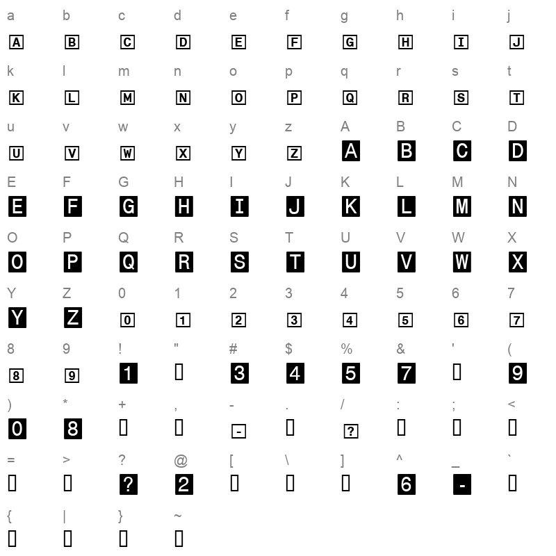 boxedin Character Map