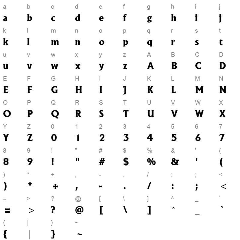 BRALABC0 Character Map