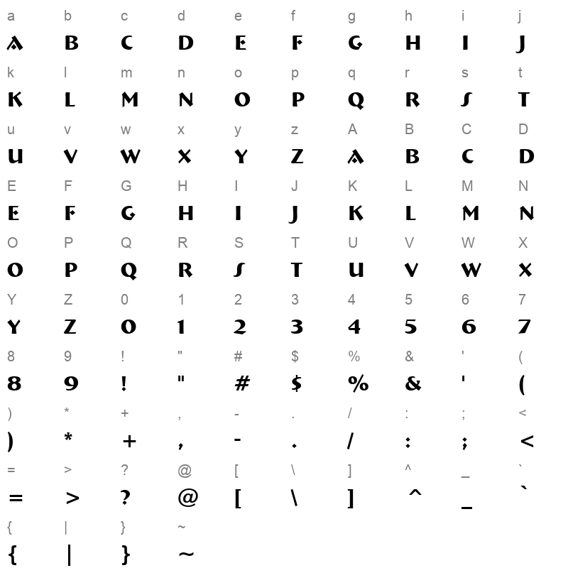 bremenb Character Map