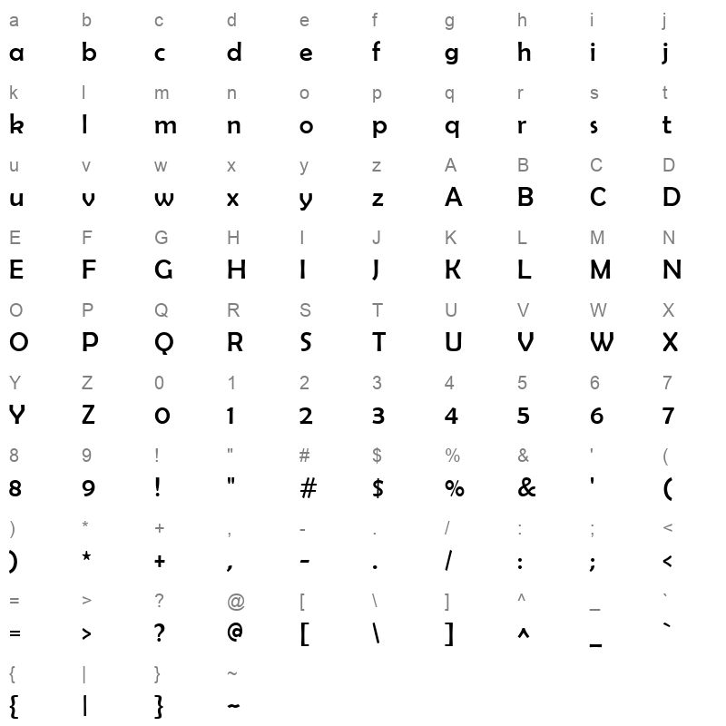 BRLNSR_1 Character Map