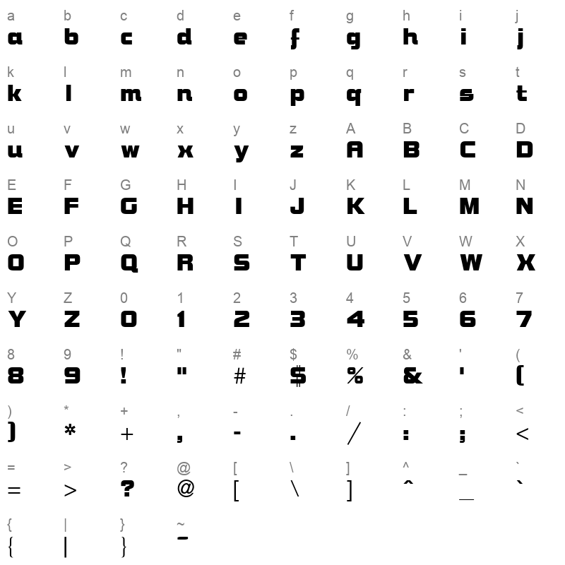 BROCK Character Map