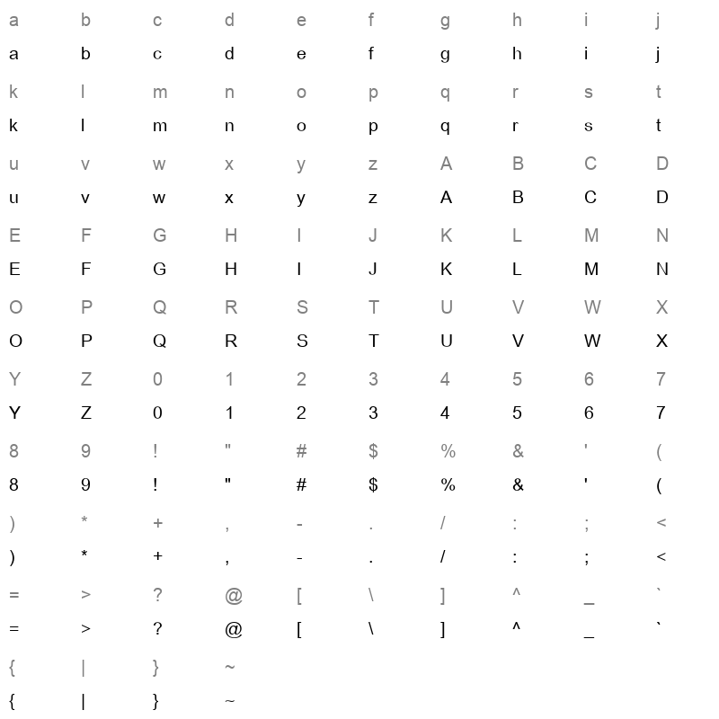 browau_1 Character Map