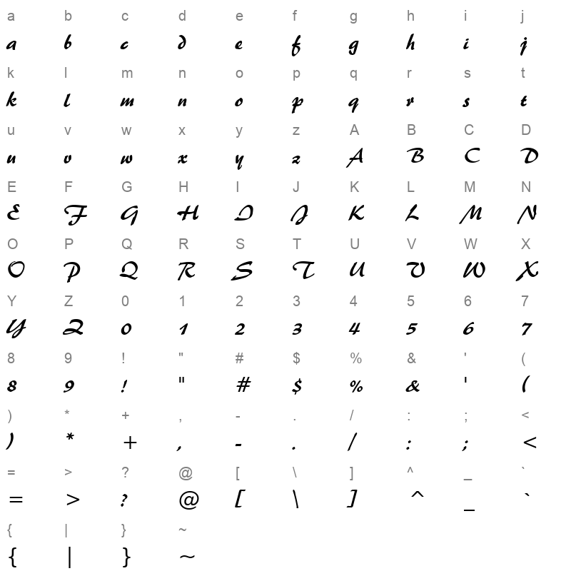 brus445n_1 Character Map