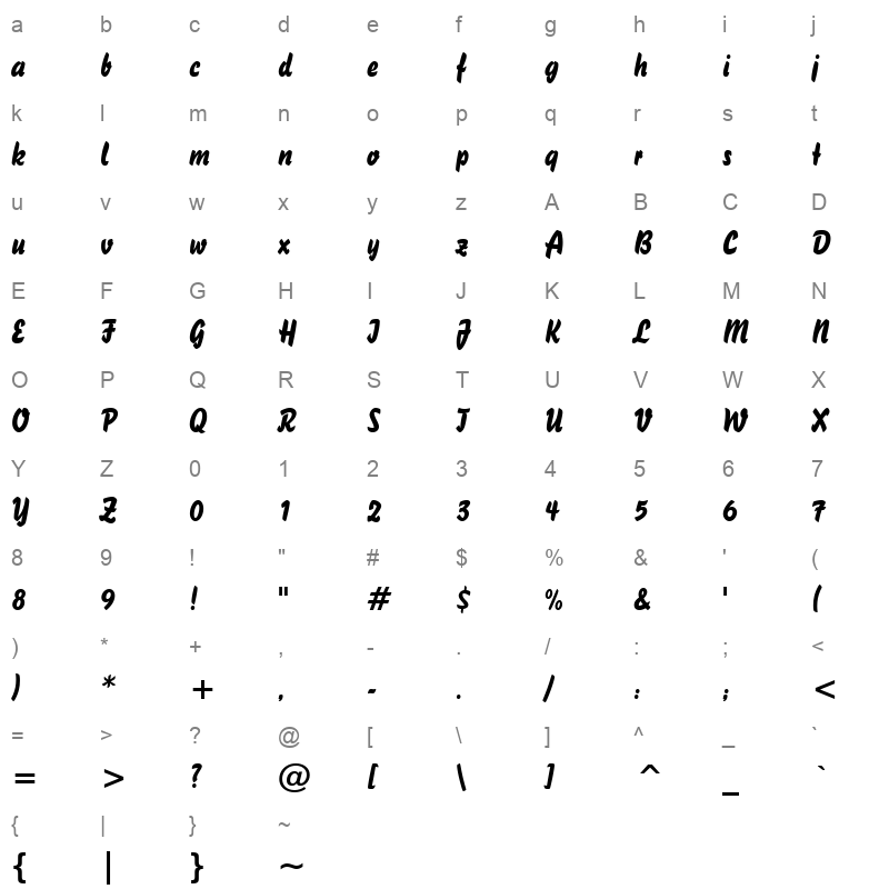 brus738n_1 Character Map