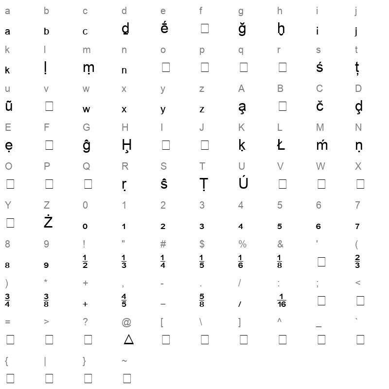 bssym2 Character Map