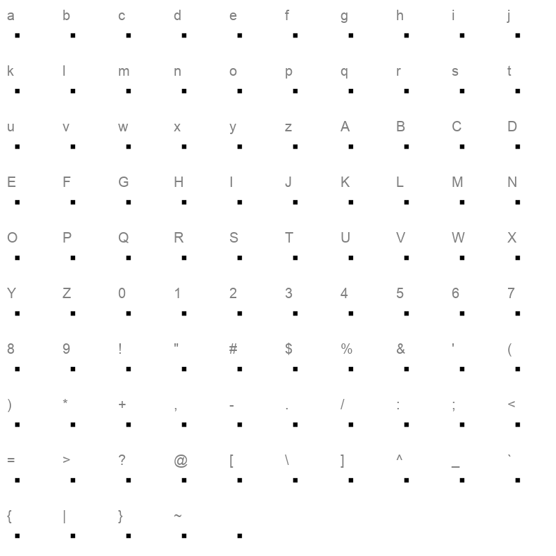 BSSYM7_1 Character Map