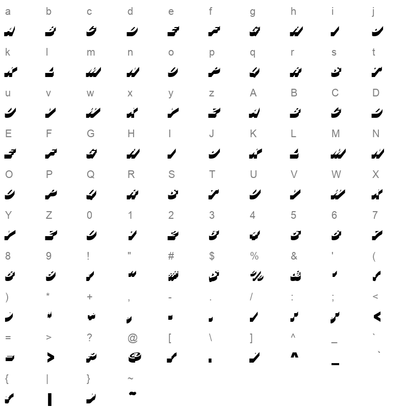 bustern Character Map