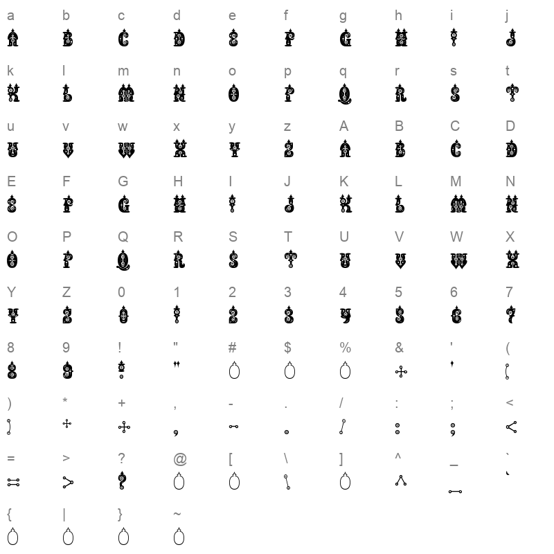 buxotic_0 Character Map