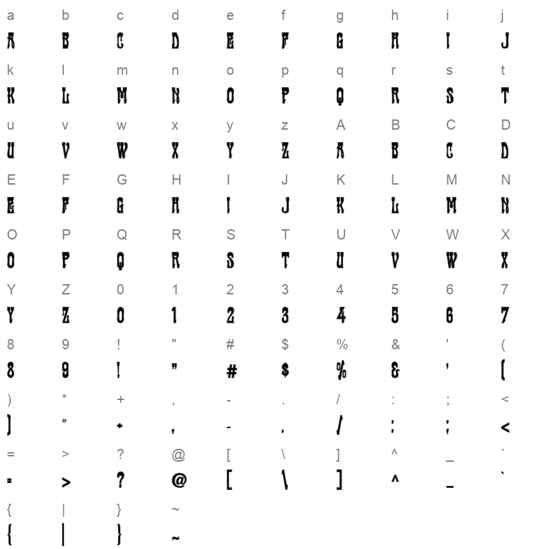 CabaretContour_0 Character Map