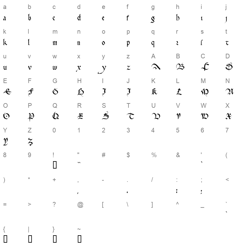 CADEAULX Character Map