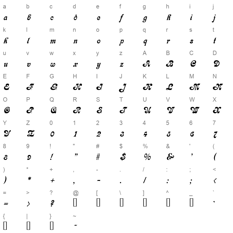 Cali_1 Character Map