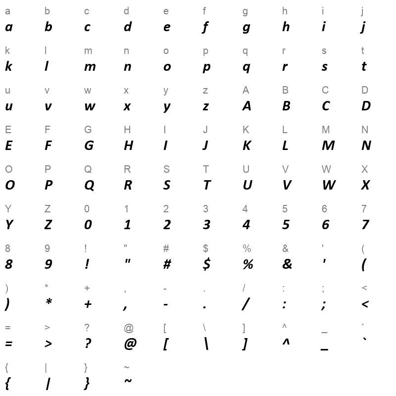 CALIBRIZ_1 Character Map