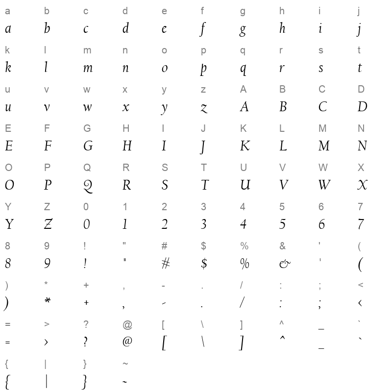 CALIFI_1 Character Map