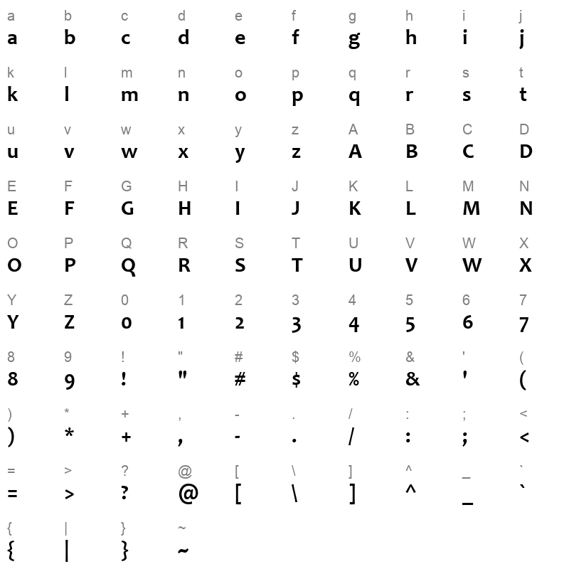 CANDARAB_1 Character Map